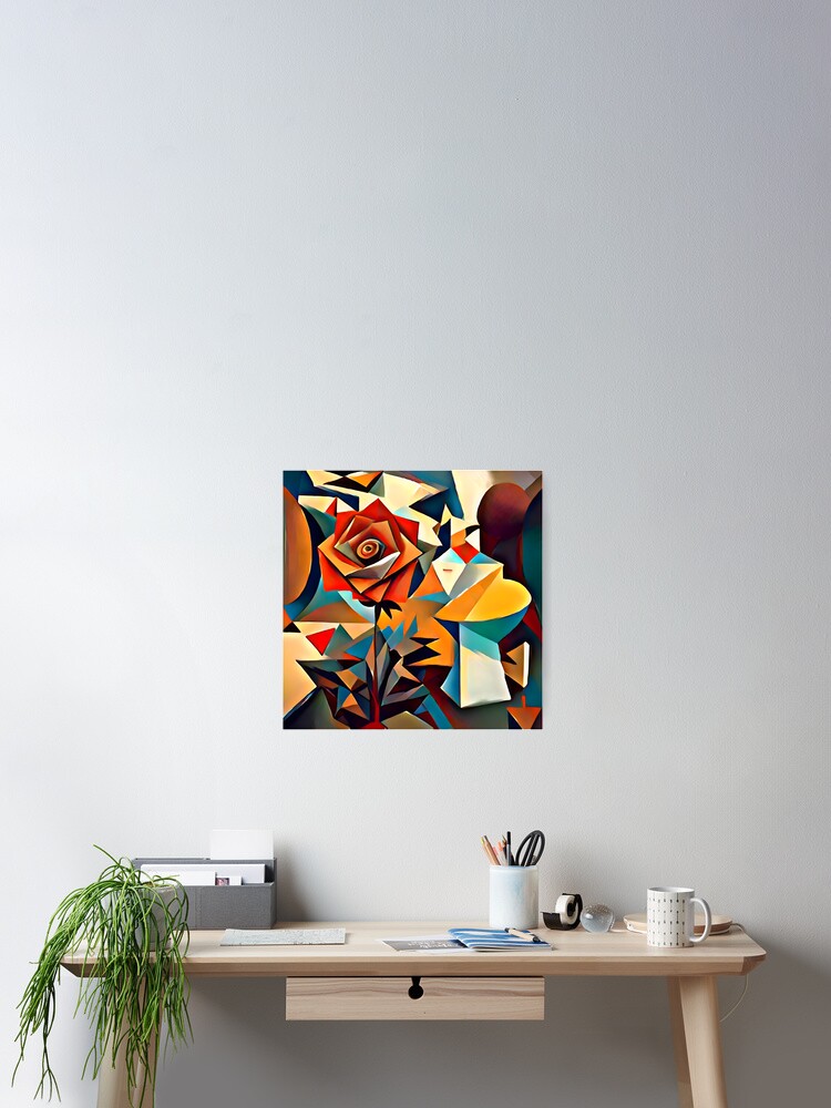 Abstract Rose In Style Of Cubism