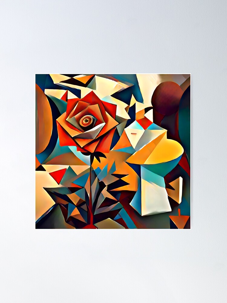Abstract Rose In Style Of Cubism