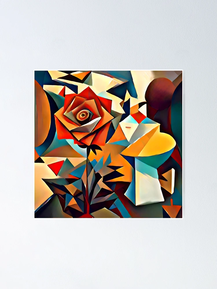 Abstract Rose In Style Of Cubism