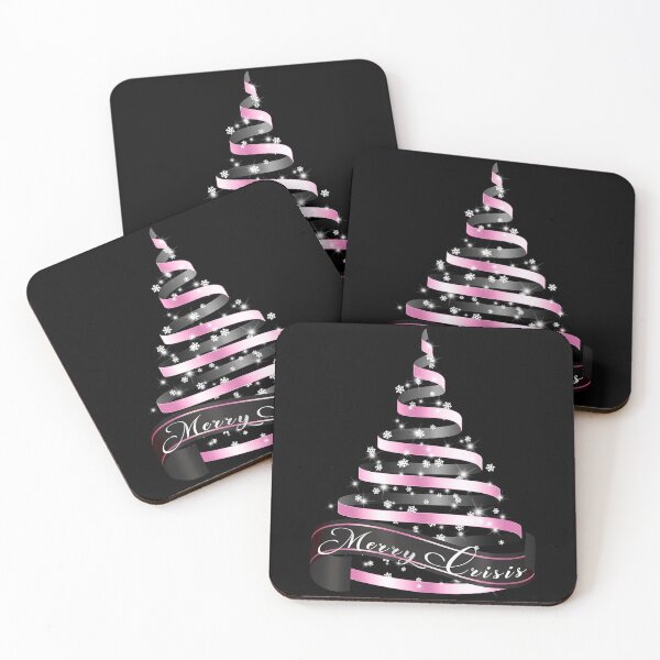 Item preview, Merry Crisis | Elegant Black and Pink Metallic Christmas RibbonTree designed and sold by StarryHeavens.