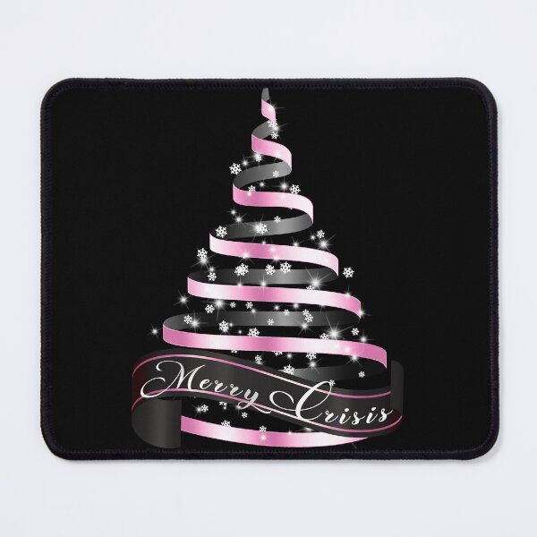 Item preview, Merry Crisis | Elegant Black and Pink Metallic Christmas RibbonTree designed and sold by StarryHeavens.