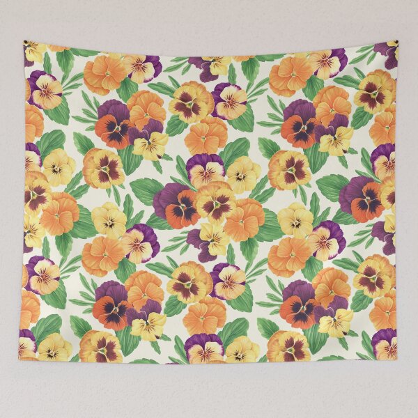 Item preview, Pansies on off white designed and sold by Katerina Mitkova Kirilova.