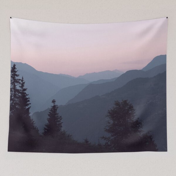 Item preview, Soft pink sunrise in the french alps - mountain summer view - nature and travel photography designed and sold by Christa Stroo Photography.