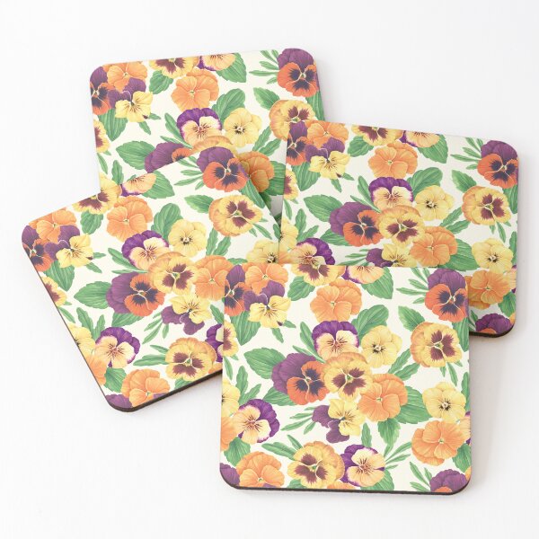Item preview, Pansies on off white designed and sold by Katerina Mitkova Kirilova.