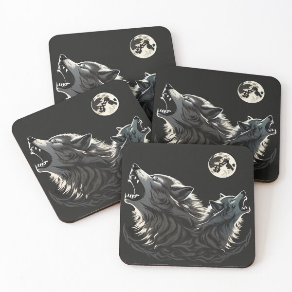 Item preview, 2 Wolf Moon Howling Wolf Head designed and sold by NightshadeWolfs.