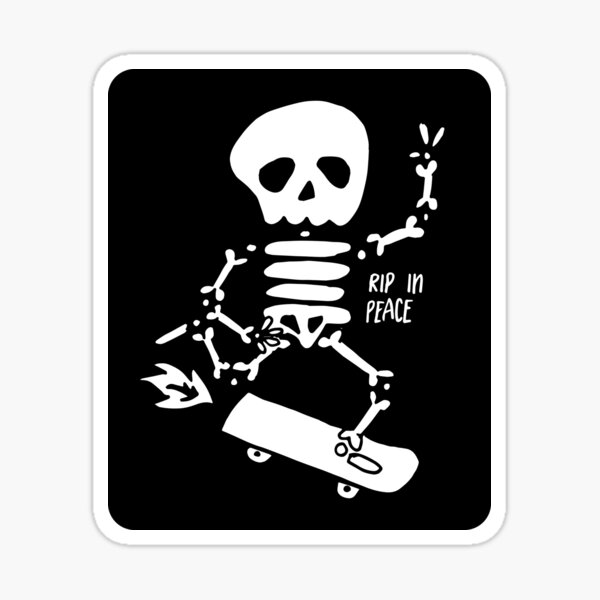 Rip in Peace Skateboarding Skeleton Sticker
