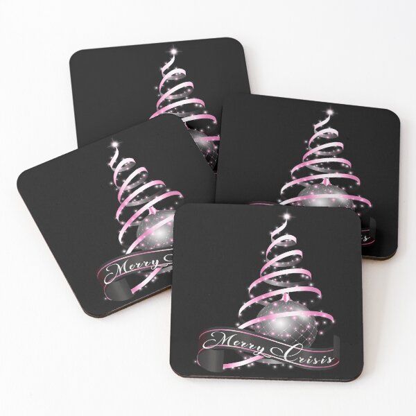 Item preview, Merry Crisis | Elegant Black and Pink Metallic Christmas Greetings designed and sold by StarryHeavens.