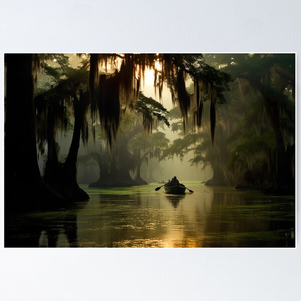 Item preview, Hot summer day in the Bayou County swamp in the style of an oil painting designed and sold by Pflugart.