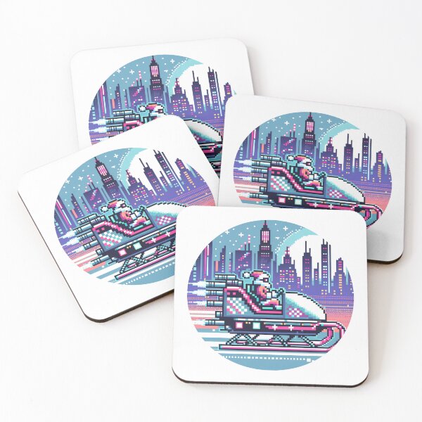 Item preview, 8-bit Pixel Art Cyberpunk Sleigh Over Futuristic Cityscape designed and sold by PixelPunkster.