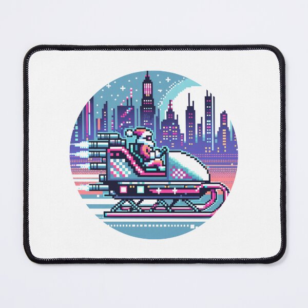 Item preview, 8-bit Pixel Art Cyberpunk Sleigh Over Futuristic Cityscape designed and sold by PixelPunkster.