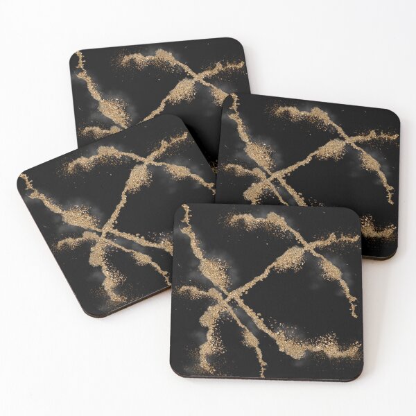 Item preview, Golden Aura Black Gold Marble designed and sold by Hawa Shama.