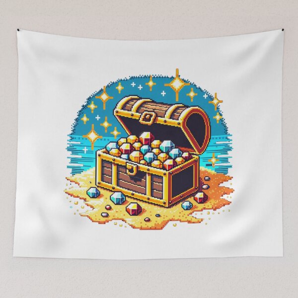 Item preview, Pixelated Treasure Chest with 8-Bit Jewels and Gold designed and sold by PixelPunkster.