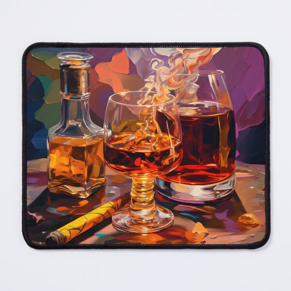 Item preview, Whiskey and Cigar Abstract Art Surreal Harmony Expressive Brushstrokes AI Generated designed and sold by OlfactoART Studio.