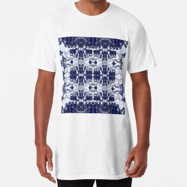 Cobalt blue, Pattern,tracery,weave,figure,structure,framework,composition,frame,texture Long T-Shirt