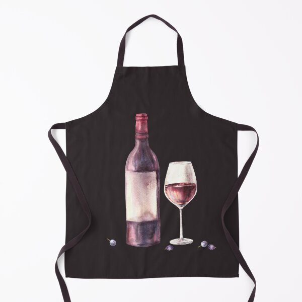 Item preview, A bottle with glass of red wine with grape berries Watercolour painting illustration designed and sold by BartolArt.