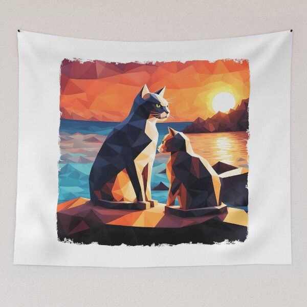 Item preview, Two romantic cats by the sea at sunset designed and sold by Serendipity2023.