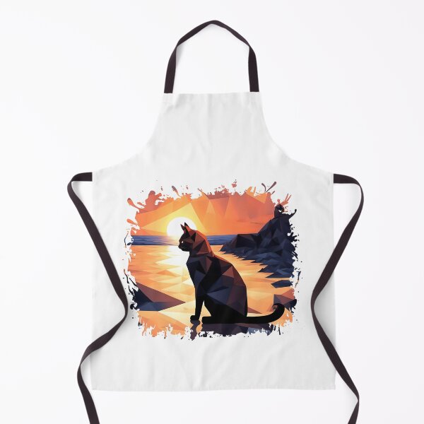 Item preview, Polygonal sad cat on sunset background designed and sold by Serendipity2023.