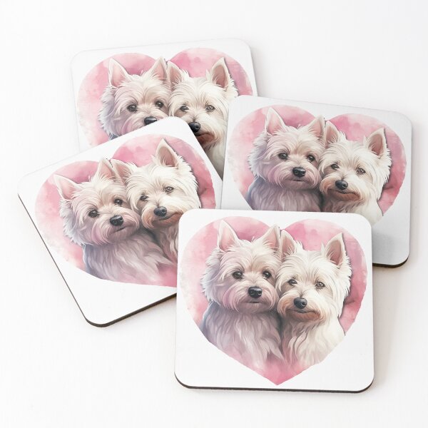 Artikelvorschau, Zwei süße West Highland White Terrier in rosa Herz entworfen und verkauft von Toffy2222.