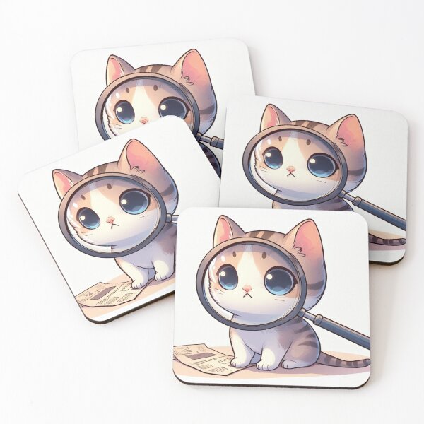 Item preview, Cute Cat Looking At Magnifier  designed and sold by lildevostudio.