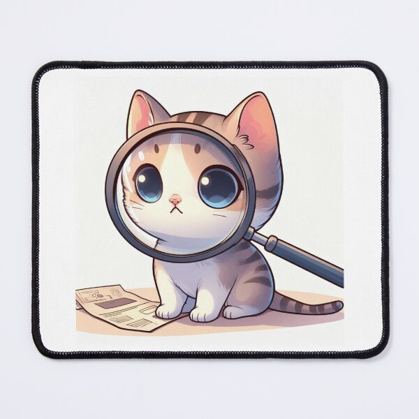 Item preview, Cute Cat Looking At Magnifier designed and sold by lildevostudio.