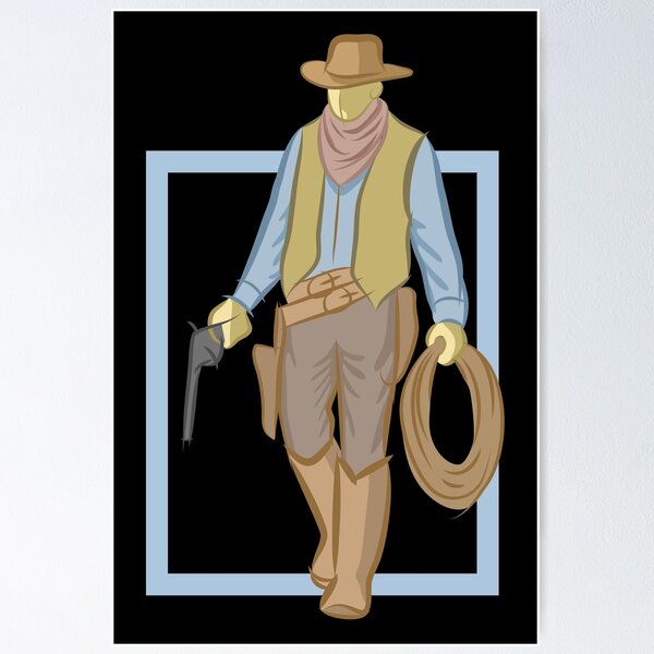 Item preview, Minimal Line Art Drawing of Cowboy designed and sold by CJansuebsri.