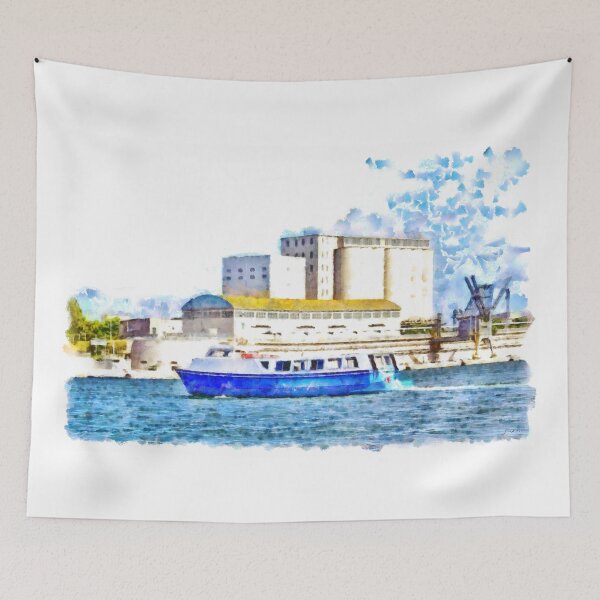Item preview, Boat in front of the port warehouses designed and sold by Giuseppe Cocco.