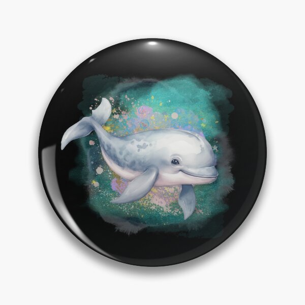 Item preview, Baby Beluga Whale Swimming Watercolor designed and sold by kuremureDesign.