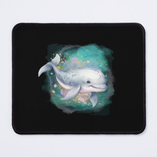 Item preview, Baby Beluga Whale Swimming Watercolor designed and sold by kuremureDesign.