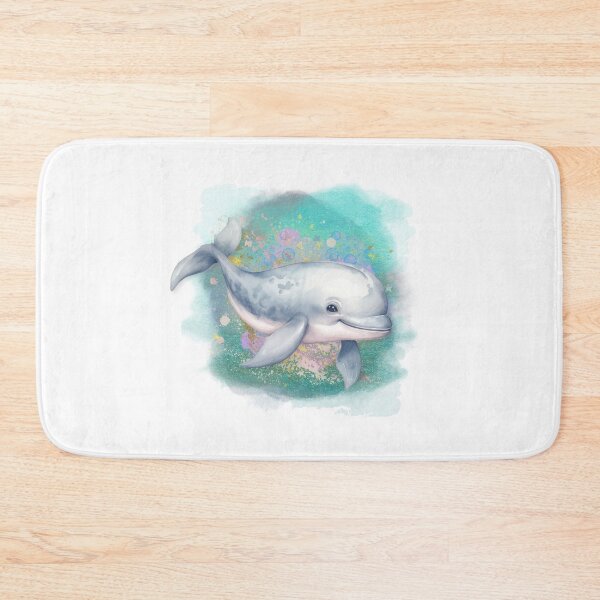 Item preview, Baby Beluga Whale Swimming Watercolor designed and sold by kuremureDesign.