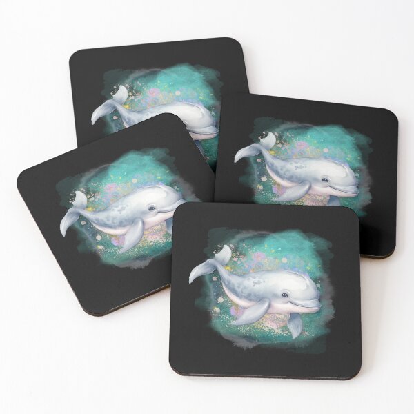 Item preview, Baby Beluga Whale Swimming Watercolor designed and sold by kuremureDesign.