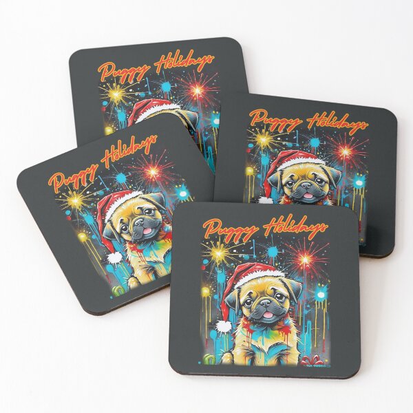 Item preview, Pug HAPPY HOLIDAYS 3 PUGGY HOLIDAYS designed and sold by RedBluffTraders.