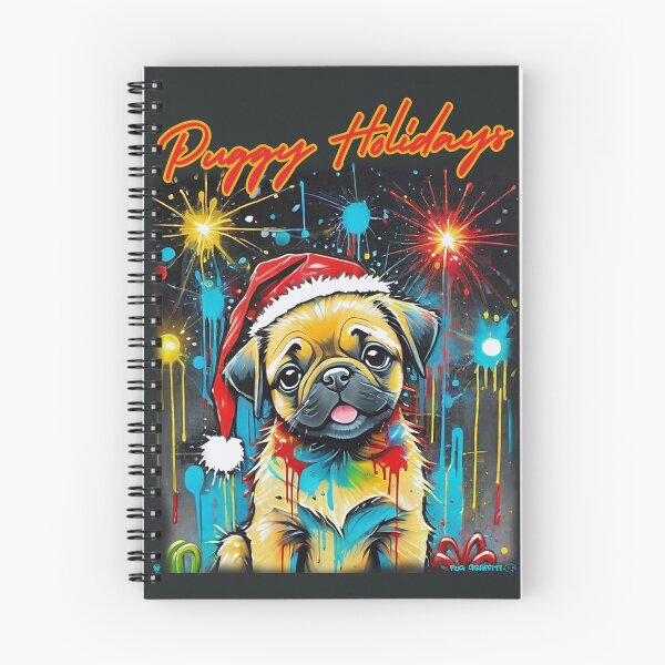 Artikelvorschau, Mops FROHE FEIERTAGE 3 PUGGY FEIERTAGE entworfen und verkauft von RedBluffTraders.