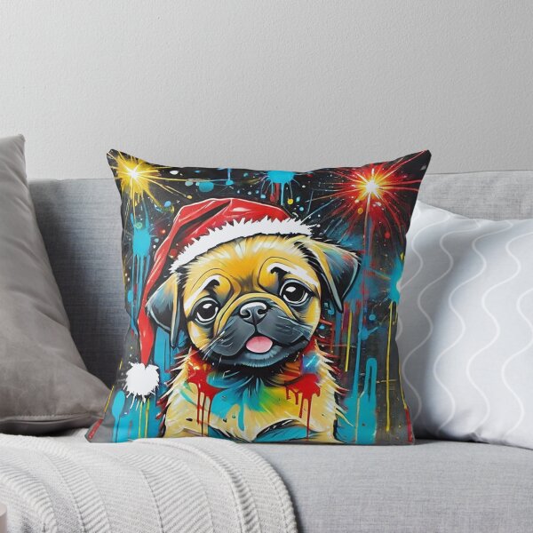 Artikelvorschau, Mops FROHE FEIERTAGE 3 PUGGY FEIERTAGE entworfen und verkauft von RedBluffTraders.