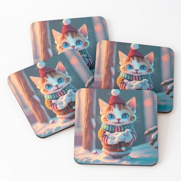 Aperçu de l'œuvre Doux petit chat jouant avec une boule de neige ! créée et vendue par Studio-DesignWw.
