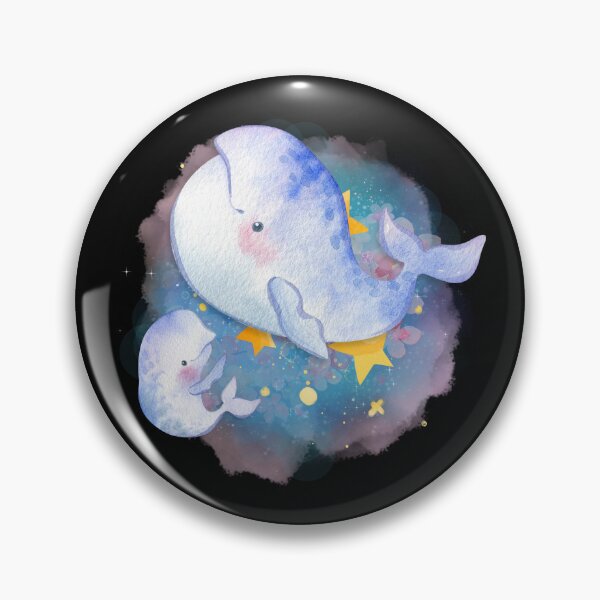 Item preview, Baby Beluga and Mom Beluga Whale Swimming Watercolor designed and sold by kuremureDesign.