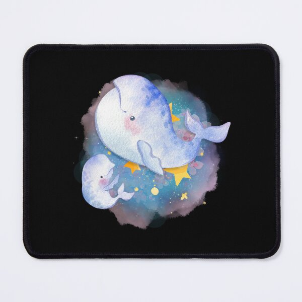 Item preview, Baby Beluga and Mom Beluga Whale Swimming Watercolor designed and sold by kuremureDesign.