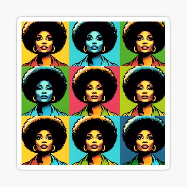 Aperçu de l'œuvre Modèle Afro Pop-Art des années 70 créée et vendue par NeatSplash.