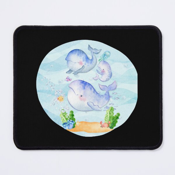 Item preview, Beluga Whale Family Swimming Underwater Watercolor Illustration designed and sold by kuremureDesign.