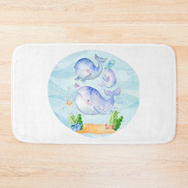 Item preview, Beluga Whale Family Swimming Underwater Watercolor Illustration designed and sold by kuremureDesign.