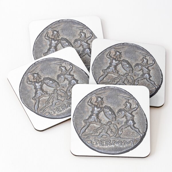 Item preview, Roman warrior defends a fallen comrade, 103 BC designed and sold by OptimoPrincipi Roman Coins.