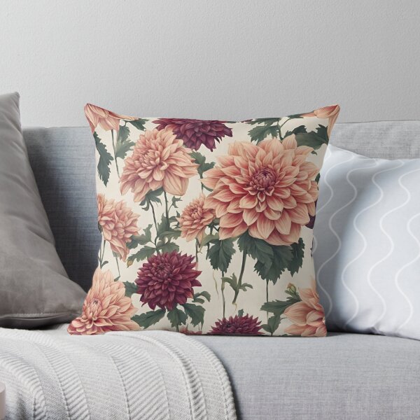 Dahlia Floral Design Throw Pillow
