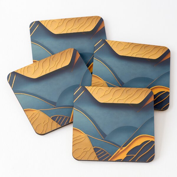 Item preview, Abstract, Geometric, Blue, Dark Blue, Orange, Pumpkin Orange, Desert Orange, Gold designed and sold by Golden-Feathers.