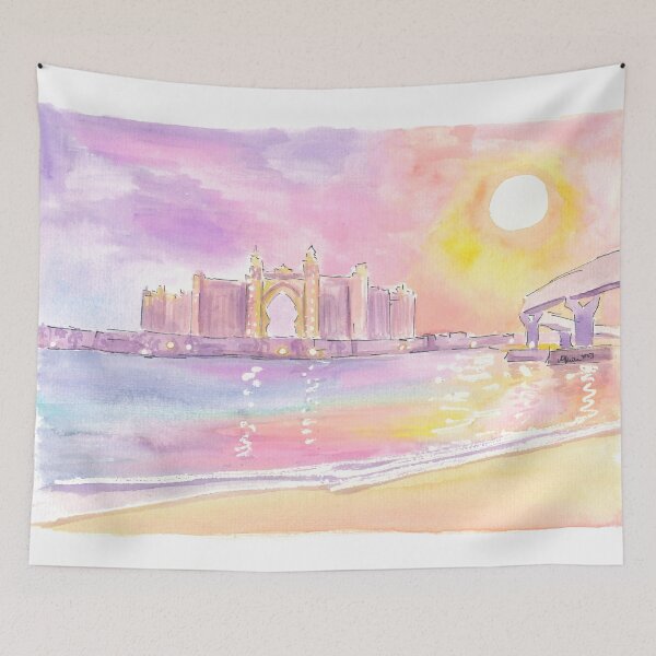 Item preview, Dubai UAE Palm Crescent Sunset over Astonishing Hotel designed and sold by artshop77.