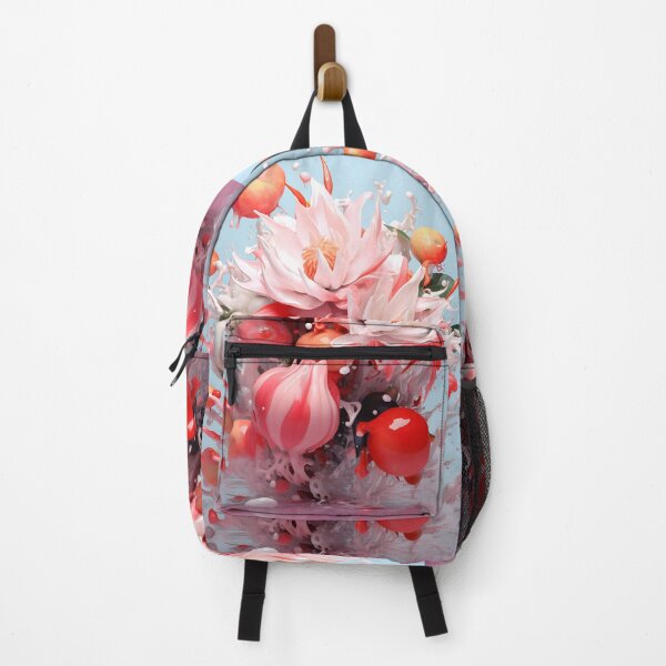 Item preview, Red flower glass sculpture - 3D render in pastel colors designed and sold by PoppinArtFox.