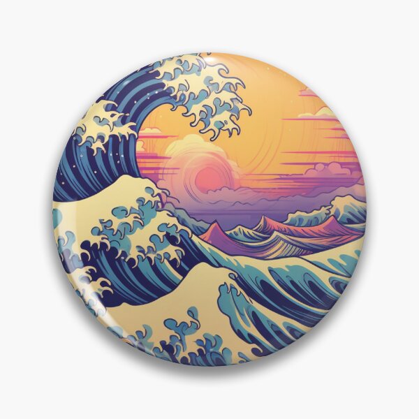 Item preview, The Great Wave Off Kanagawa Cyberpunk neon  designed and sold by zand-n-zive.