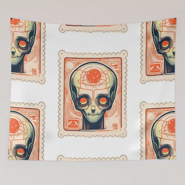 Item preview, Soviet Space Program- Alien Skull Stamp 11 designed and sold by octoboobs.