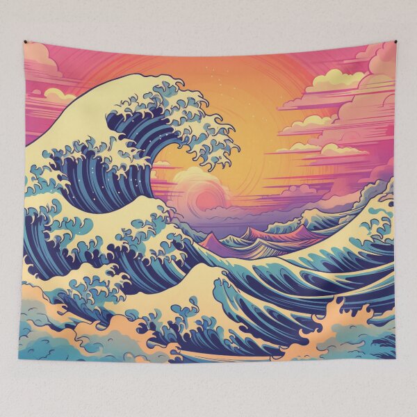 Item preview, The Great Wave Off Kanagawa Cyberpunk neon  designed and sold by zand-n-zive.