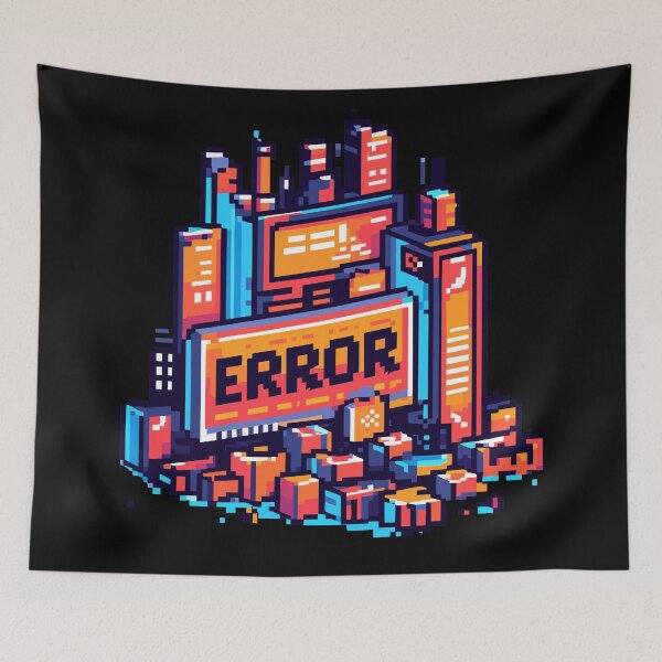 Item preview, Retro Pixel Gaming City Error designed and sold by TomFrontierArt.