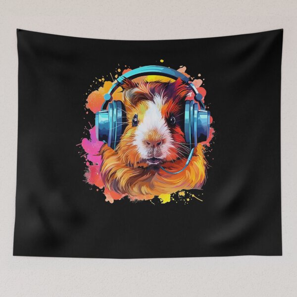 Item preview, Watercolor Headphones Funny Guinea Pig   designed and sold by ArtFromBeyond.