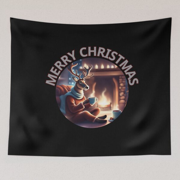 Item preview, Cozy Reindeer Hot Chocolate & Fireplace Magic designed and sold by ChicTrendz.